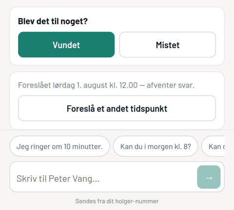 Svar kunden eller foreslå et tidspunkt direkte fra opgaven i appen
